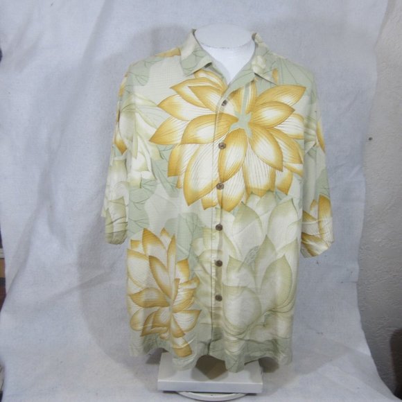 Tommy Bahama Men Hawaiian camp shirt pit to pit 28 2XL aloha tropical vtg silk - Picture 3 of 10